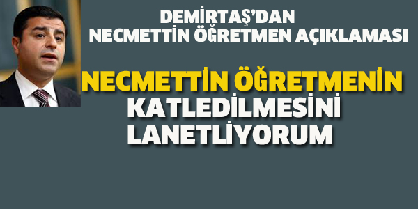 DEMİRTAŞ: NECMETTİN ÖĞRETMENİN KATLEDİLMESİNİ LANETLİYORUM