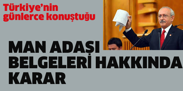 MAN ADASI BELGELERİ HAKKINDA KARAR