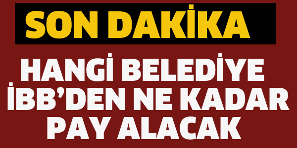 HANGİ BELEDİYE İBB'DEN NE KADAR PAY ALACAK