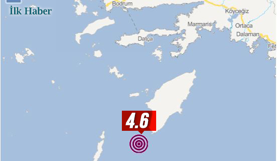 Marmaris'te 4.6 Büyüklüğünde Deprem