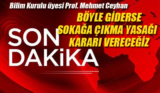 Bilim Kurulu üyesi Prof. Mehmet Ceyhan: Böyle Giderse Sokağa Çıkma Yasağı Kararı Vereceğiz