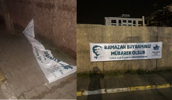 Gelecek Partisi'nin Bayram Kutlama Afişleri Parçalandı