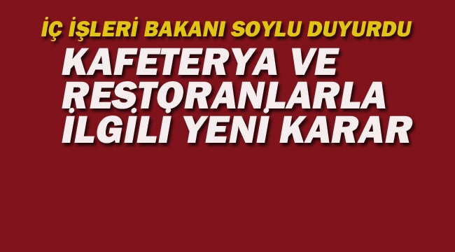 Kafe ve Restoranlar İçin Yeni Karar