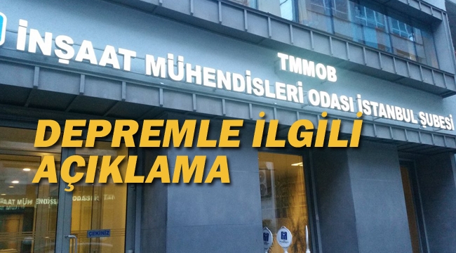 İnşaat Mühendisleri Odası'ndan Depremle İlgili Açıklama 