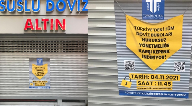 Döviz Büroları'ndan Kepenk Kapatma Eylemi