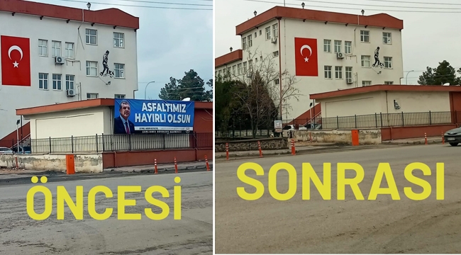 AKP'li Başkanın Pankartını, Milli Eğitim'e Astılar!