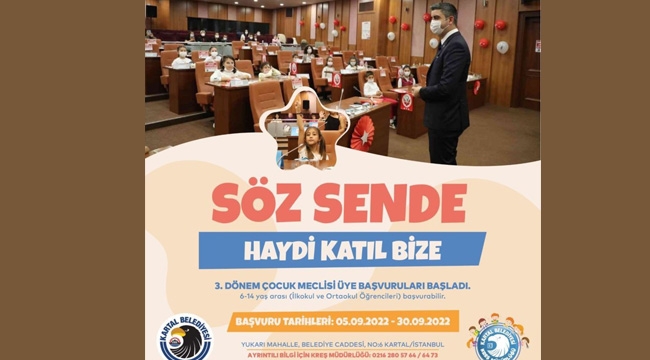 Kartal Belediyesi Çocuk Meclisi'nin 3. Dönem Üye Başvuruları Başladı