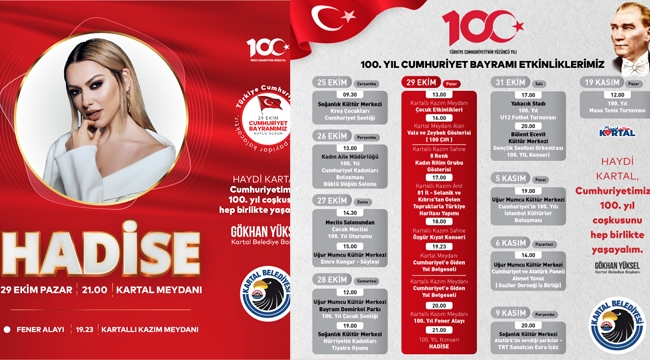 Kartal'da Cumhuriyet'in 100. Yıl Coşkuyla Kutlanacak 