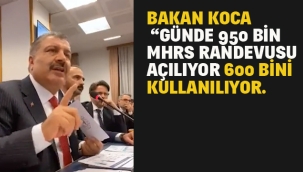 Bakan Koca "Günde 950 Bin MHRS Randevusu Açılıyor 600 Bini Kullanılıyor.