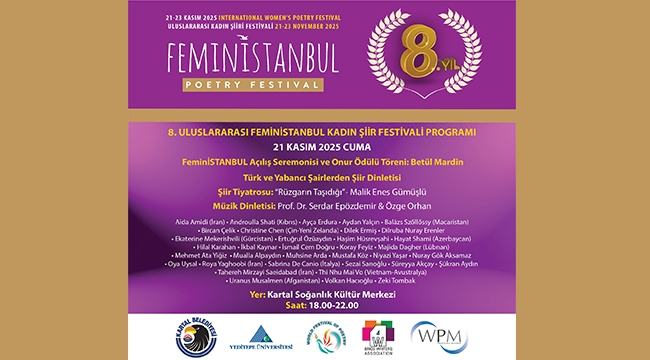 Uluslararası Femin İSTANBUL Kadın Şiiri Festivali 8. Kez Kartal'da Başlıyor