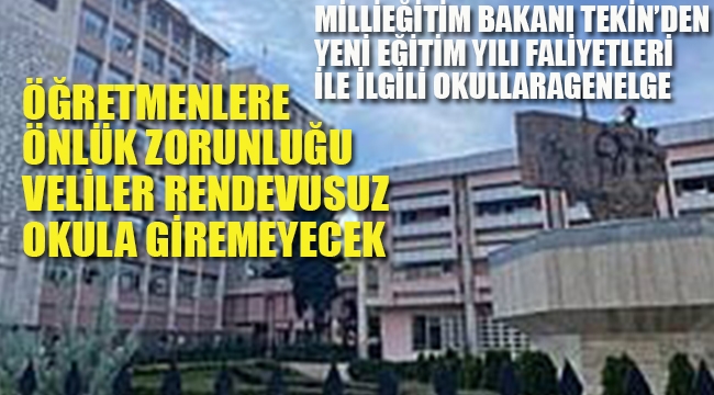 Milli Eğitim Bakanı Tekin'den Yeni Eğitim Yılı İle İlgili Genelge